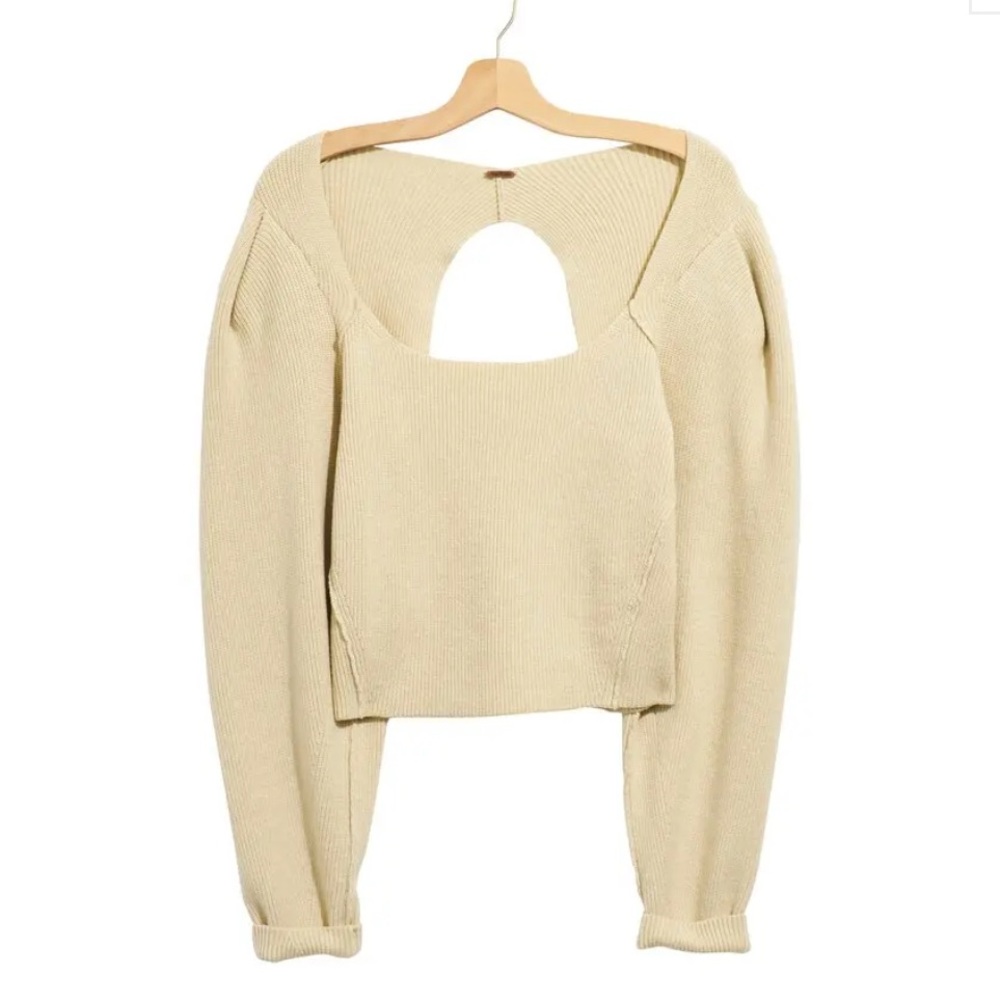 Free People Saffron Cropped Sweater *Beige, Large